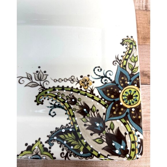Hand Painted TableTops Gallery Angela Square Plate 8.25" Dishwasher & Microwave - Picture 2 of 3